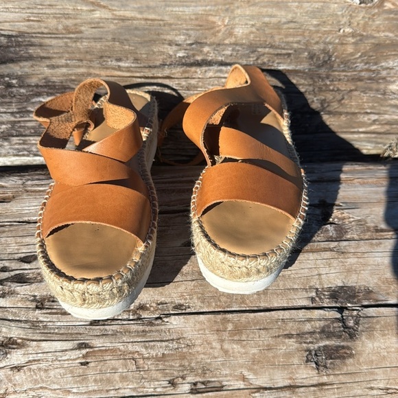 SOLUDOS Anthropologie Olympia Espadrille Flatphorm platform Sandal Tan Size 9.5 - Picture 6 of 12